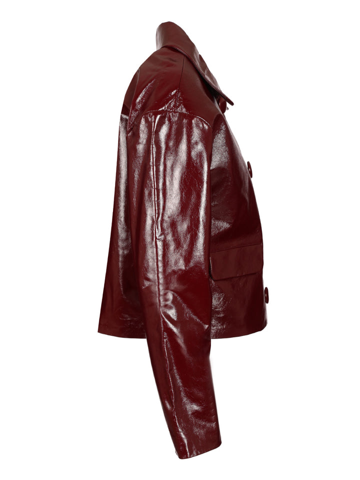 Self-Portrait Patent Leather Jacket Jackets - Bordeaux | dd1420ad2c457952d6140df193a8b85a4962bc5e