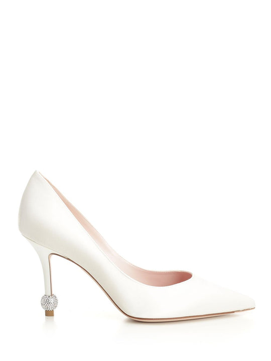 Jewel Heel Pumps White