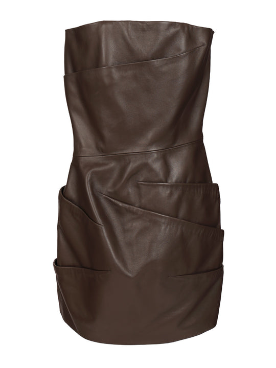 Leather Mini Dress Dresses Brown
