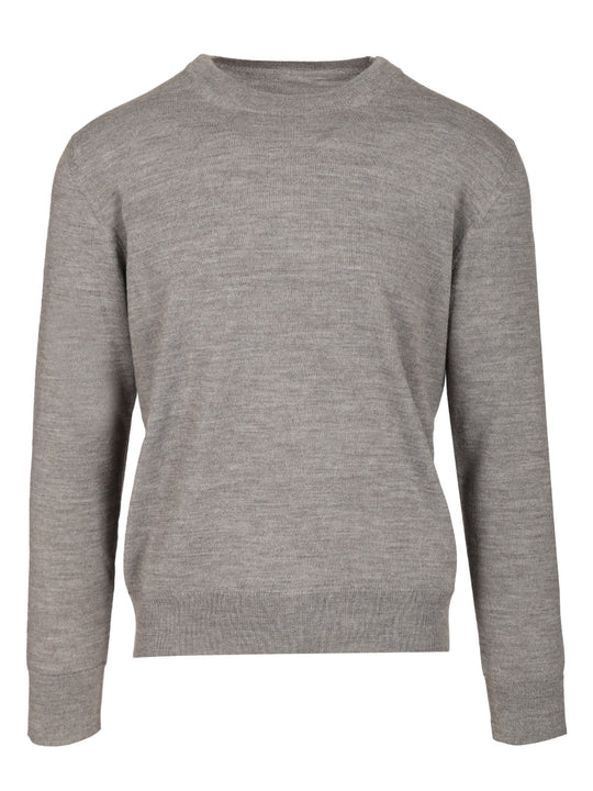 Crewneck Sweater With Patches Knitwear Grey