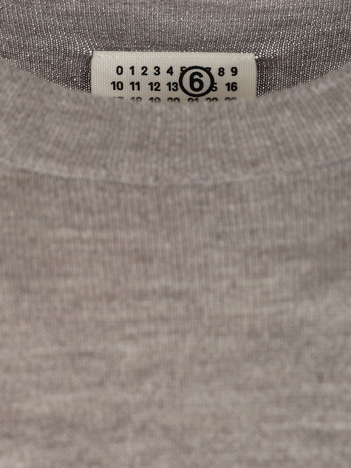 Mm6 Maison Margiela Crewneck Sweater With Patches Knitwear - Grey | 292588540e72ba50d3aed8b323524ed9aac0886b
