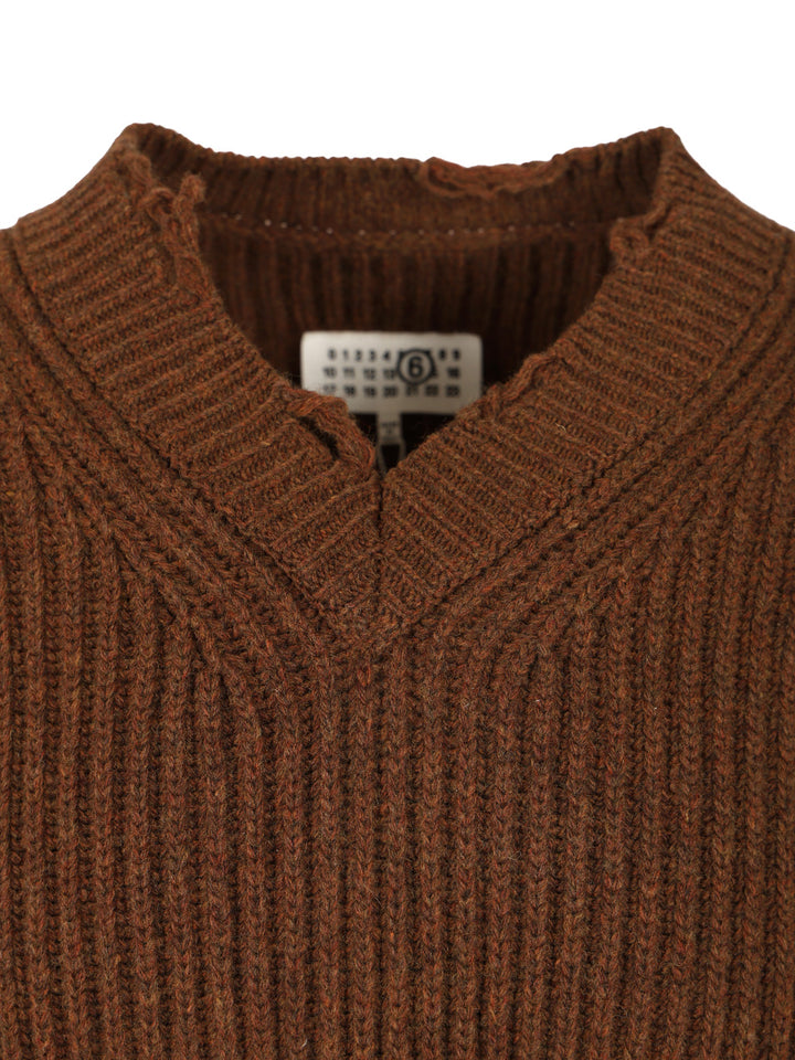 Mm6 Maison Margiela Wool Sweater Knitwear - Brown | cfb99f6b1f47dcc5570aaaeffa27bf18ae52b2c0