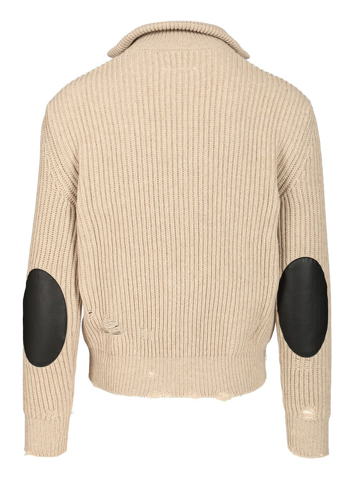 Mm6 Maison Margiela Wool Blend Knitted Jacket Jackets - Beige | d7a9eba6a79350c12e561ef6056ca89b7a8e1cc1