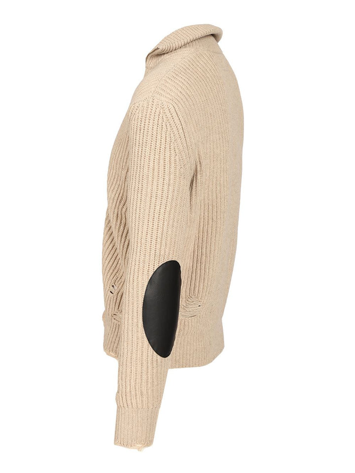 Mm6 Maison Margiela Wool Blend Knitted Jacket Jackets - Beige | adc26cb32b64bc5d8ebd724f0325757c4e80aa60