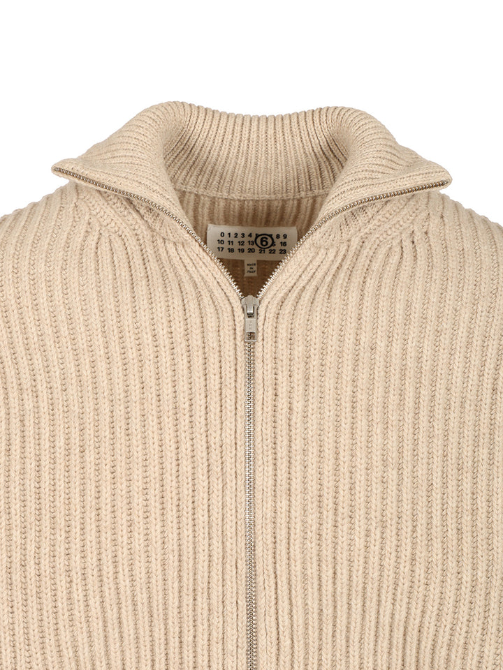 Mm6 Maison Margiela Wool Blend Knitted Jacket Jackets - Beige | aaadf7fe99f24ea6c8531b28210f2923457e969c
