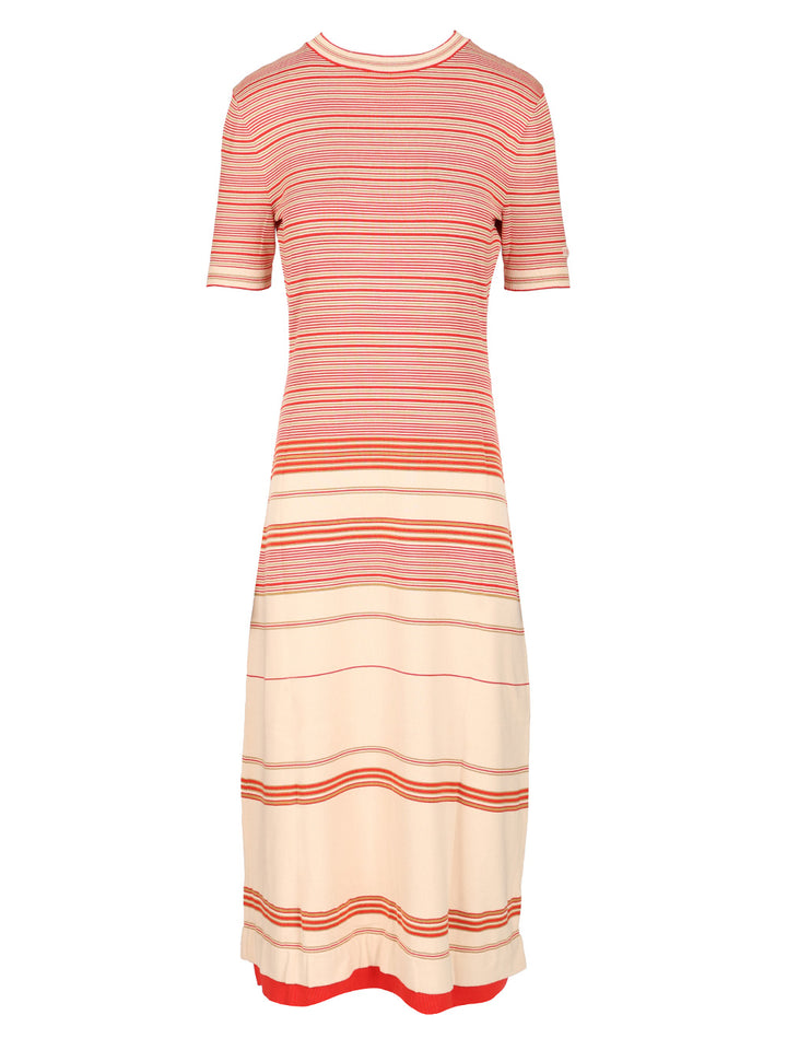 Fendi Striped Silk And Cotton Dress Dresses - Red | 1524616db6190f480010d0dcdedb67a036e8b888