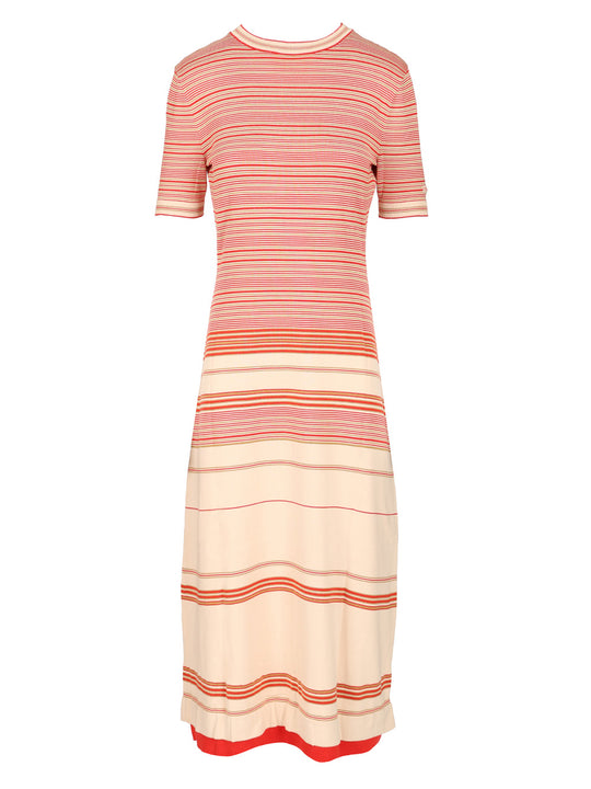 Striped Silk And Cotton Dress Dresses Red
