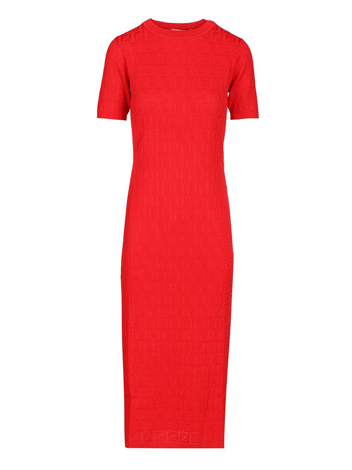 Fendi Ff Cotton And Viscose Dress Dresses - Red | f998282c58f59f95ad7633baf750d7f09d9763ee