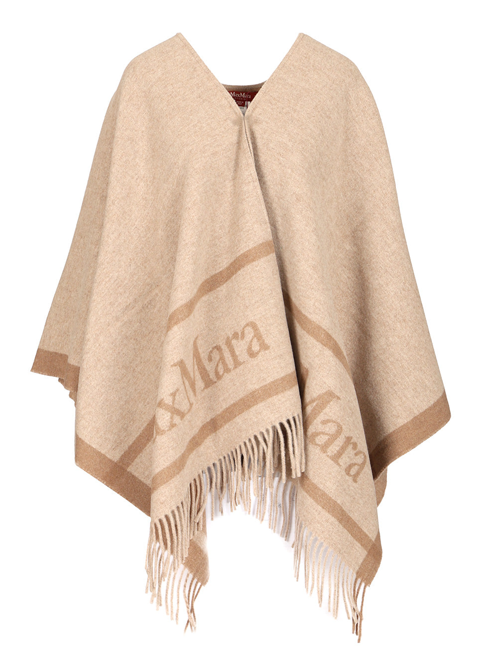 Max Mara Studio Jacquard Wool Poncho Coats - Beige | d3d036926e86df666c164abbba7bfb270aff2482