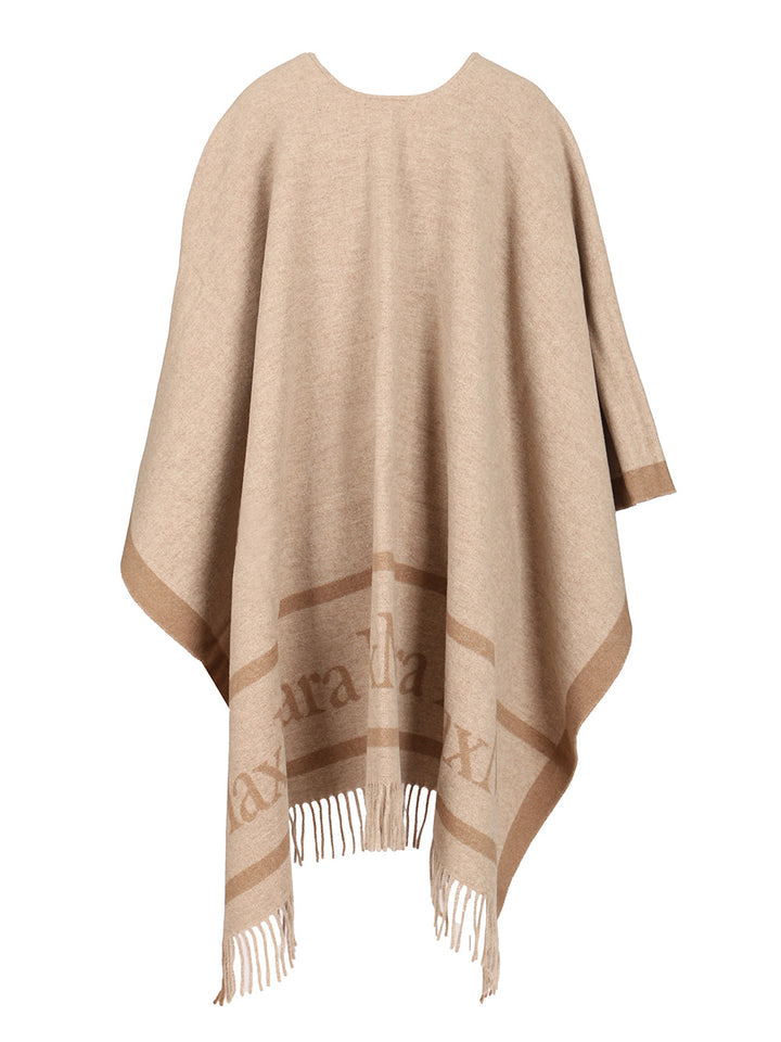 Max Mara Studio Jacquard Wool Poncho Coats - Beige | ed4be9ef706a3da931a24de039f89c9e6e5e6dbe
