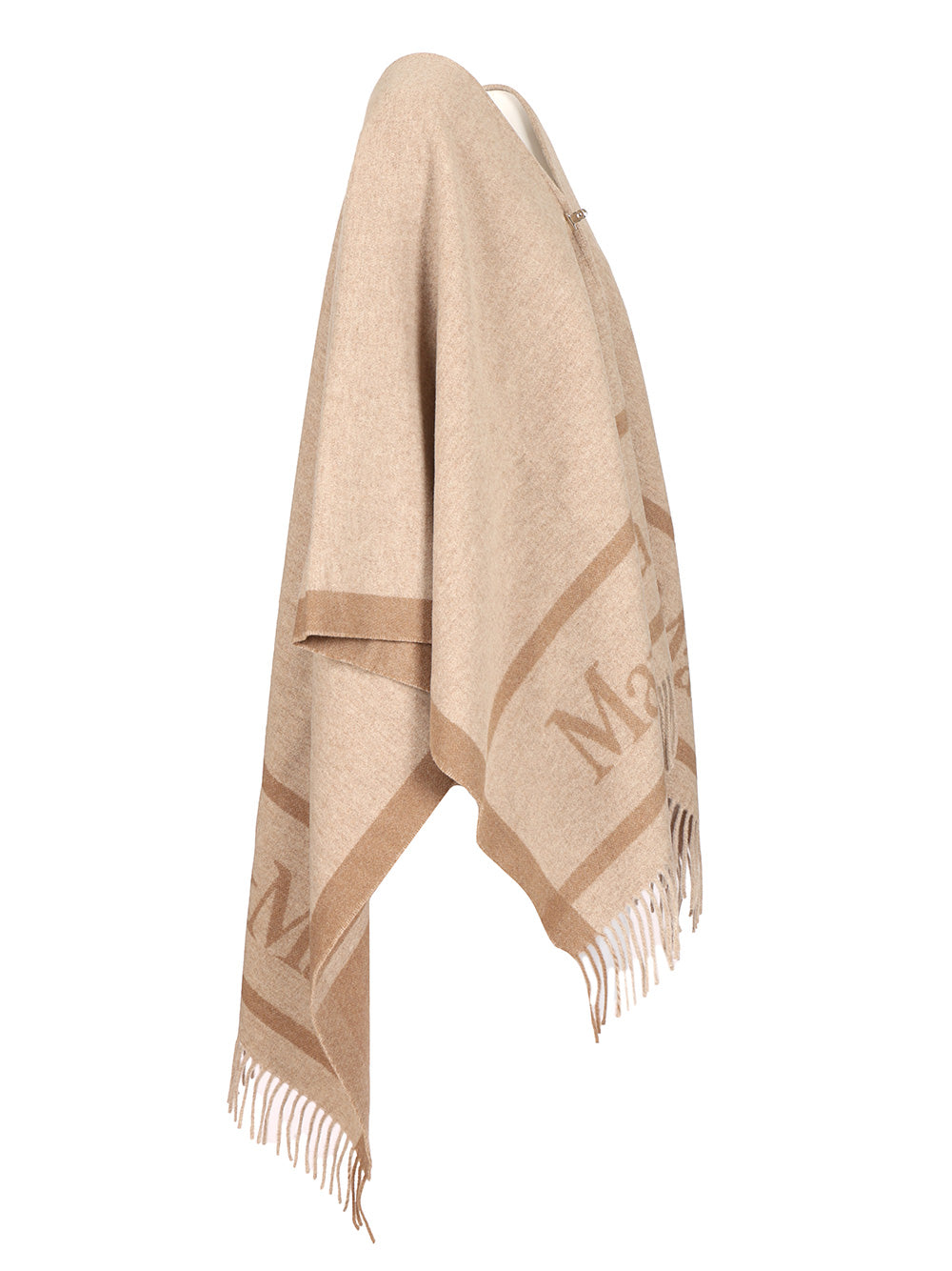 Max Mara Studio Jacquard Wool Poncho Coats - Beige | 7ef9aef9d564ae9352a66b49586e47845605edbf