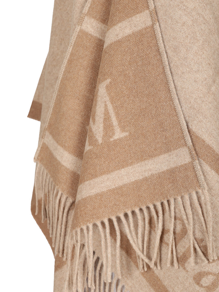 Max Mara Studio Jacquard Wool Poncho Coats - Beige | 95f71affbf2dc54f569e3a980ec7589855012807