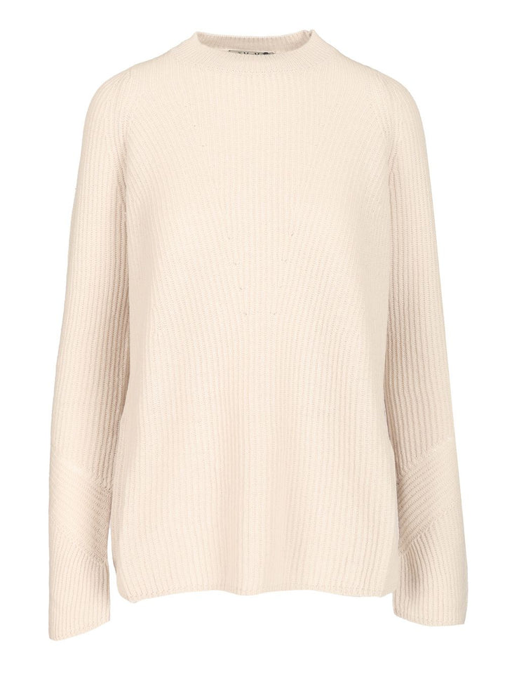 'S Max Mara Ribbed Wool Sweater Knitwear - White | cb5edf164c097754a6f1877528e7b54a65aa88f6
