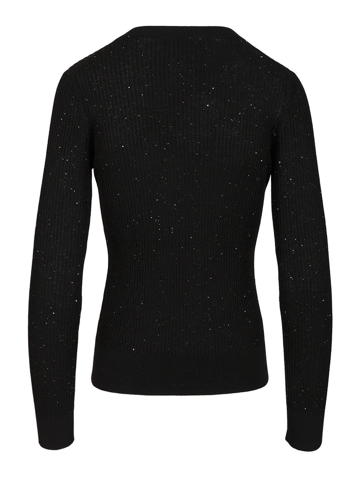 Max Mara Studio Wool And Silk Sequin Sweater Knitwear - Black | d4ed3fe375b2a54c2385851cdec2891b0a280959