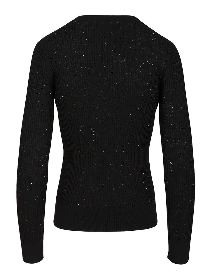 Max Mara Studio Wool And Silk Sequin Sweater Knitwear - Black | e175da17fd06f69dca52414c36779fc268b3ccb7