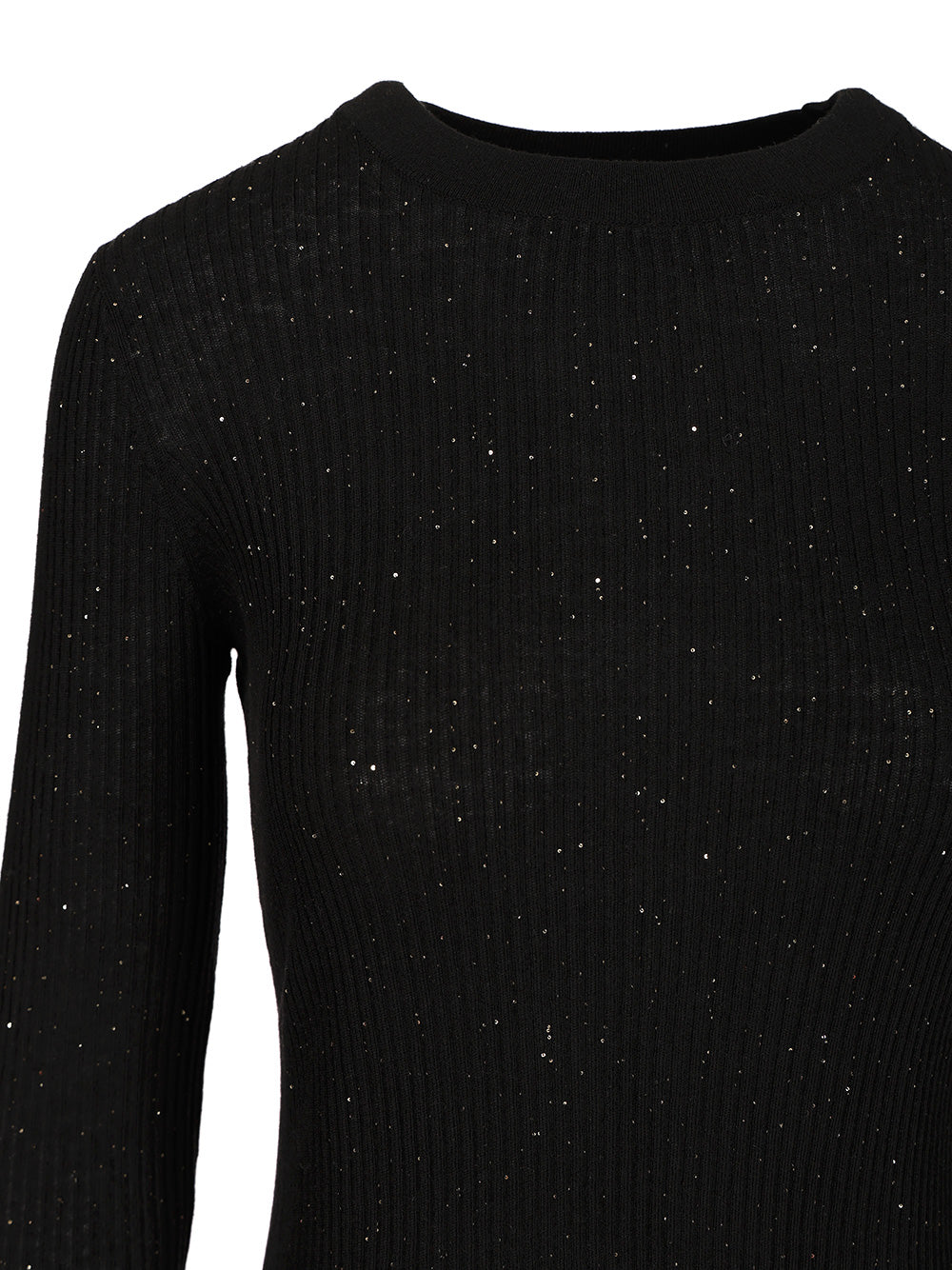 Max Mara Studio Wool And Silk Sequin Sweater Knitwear - Black | 7da30db71e4b1ab3d19569592e45f3c74646aecc