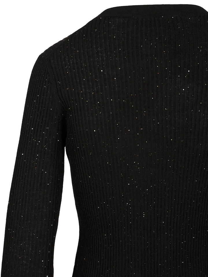 Max Mara Studio Wool And Silk Sequin Sweater Knitwear - Black | 6d0ff9cd55f2514ad408866afe342568ac7a712d