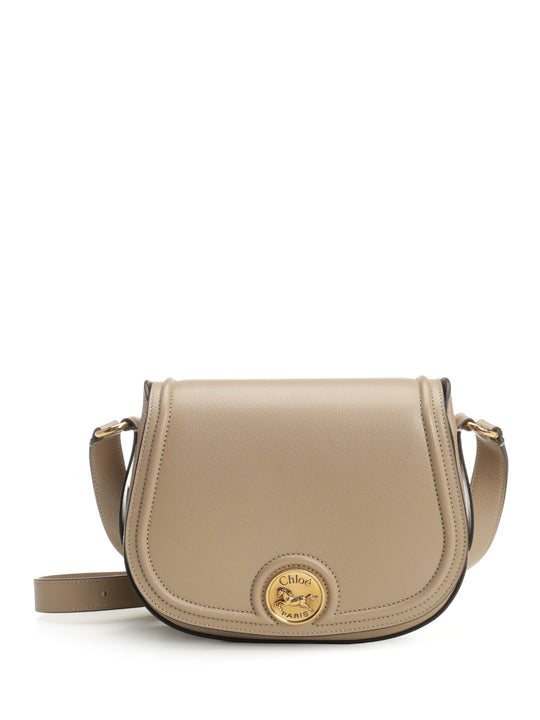 Horse Medal Crossbody Bags Beige