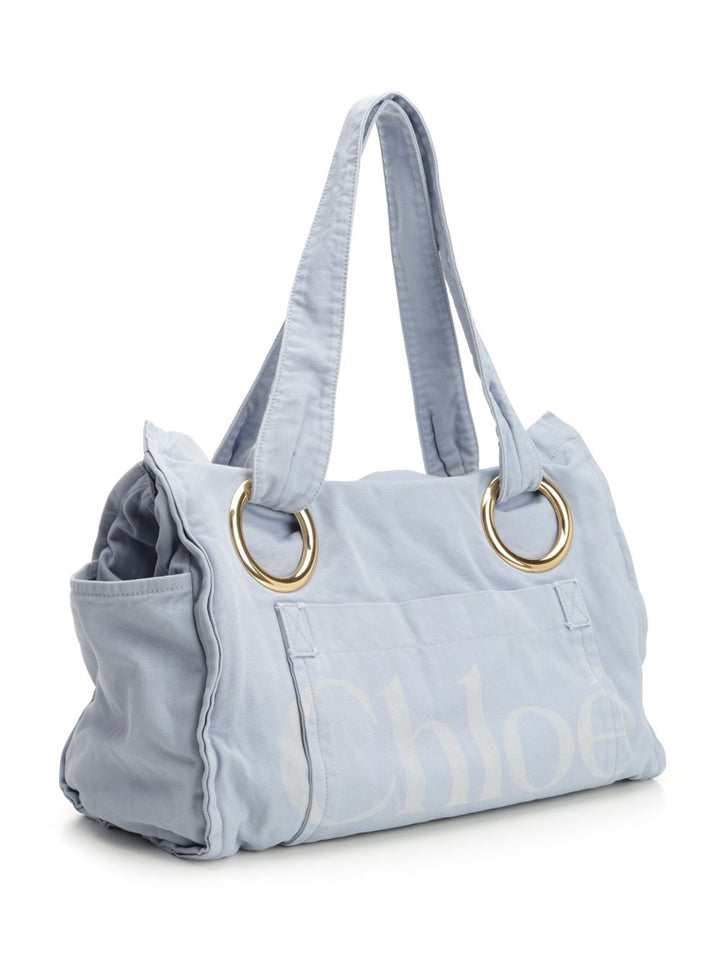 Chloe' Chloé Plage Tote Bag Shoulder Bags - Light blue | 764dae5ef4babba1b95829c7c831ef0abb3cdc00