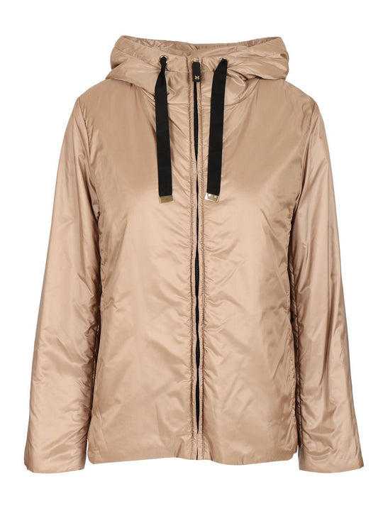 Padded Jacket With Hood Coats Beige