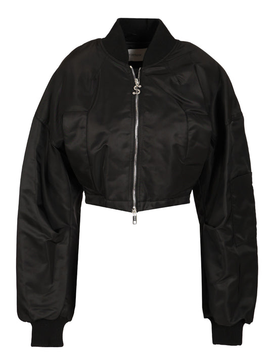 Water-Repellent Twill Bomber Jacket Jackets Black