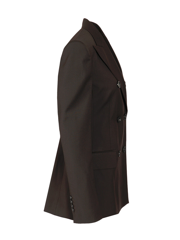 Sportmax Double-Breasted Tailored Blazer Jackets - Brown | 750c00bf485c5754f6f112c740a4c71fa586b754