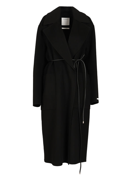 Double Wool Dressing Gown Coat Coats Black