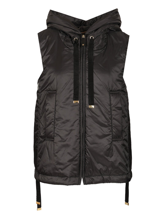 Padded Gilet With Hood Coats Black