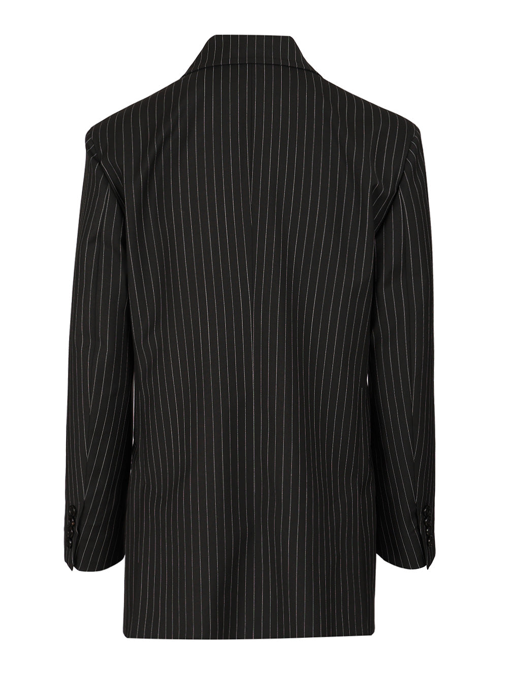 Max Mara Double-Breasted Blazer In Pinstriped Wool Jackets - Black | 3cc32f31dde68342c6812196e0bdd33e489033f7