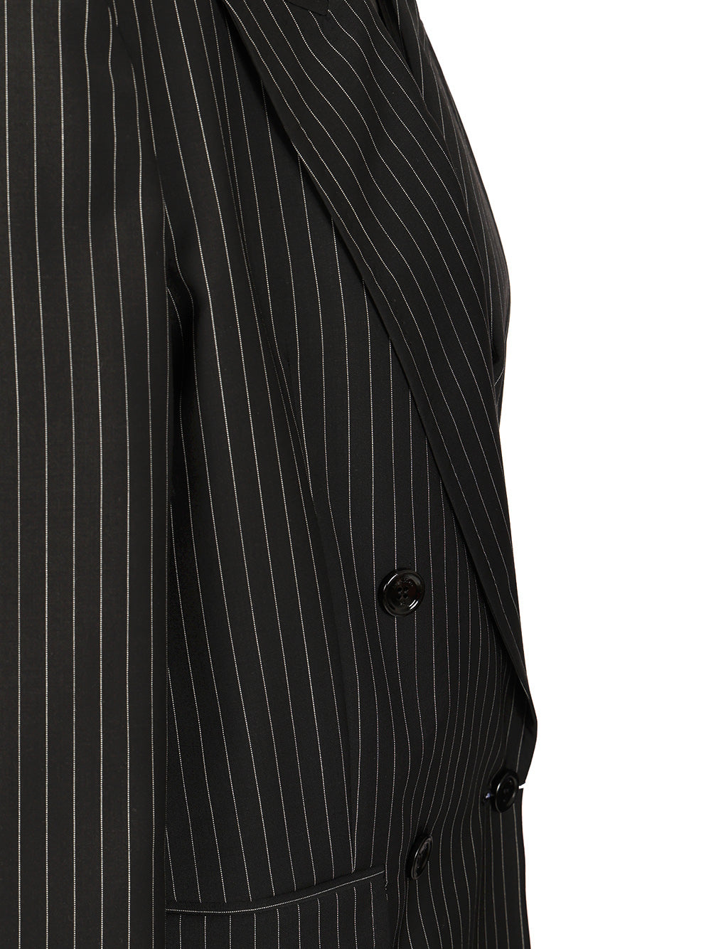 Max Mara Double-Breasted Blazer In Pinstriped Wool Jackets - Black | 50ab9bf2ef008fcb2b22f771093e0706b0909236
