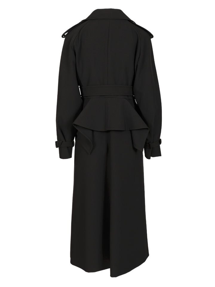 Max Mara Long Trench Coat Coats - Black | 37852148ed506a972d628f1aae116c9aaaac44ae