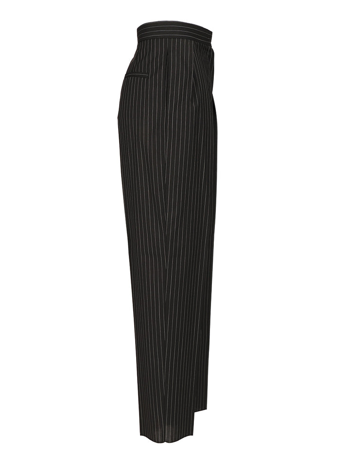 Max Mara Carrot  In Wool Canvas Trousers - Black | 840d2a0e89b32b8104205d5af9defe05c2bb20c9