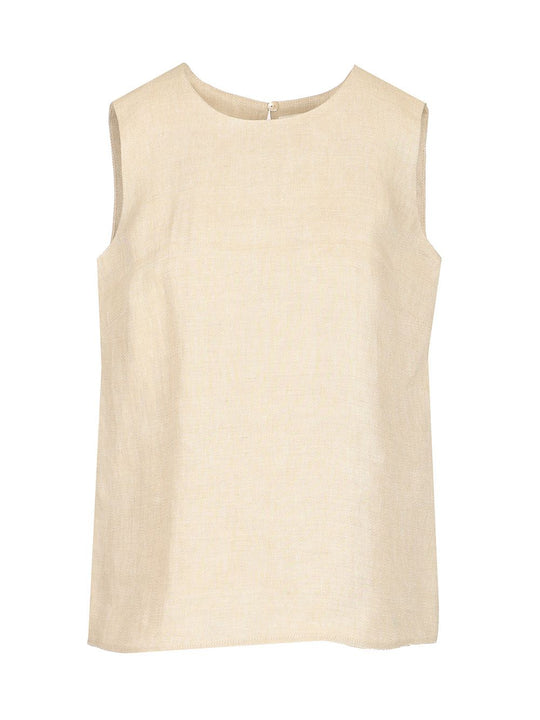 Linen Blouse Tops Beige