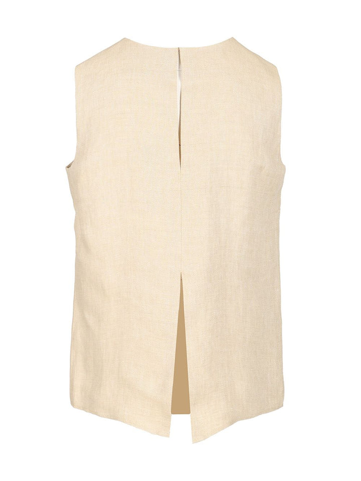 P.A.R.O.S.H. Linen Blouse Tops - Beige | 6a8da3d7b475821f1addd9918151e9e87868d098
