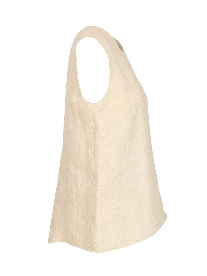 P.A.R.O.S.H. Linen Blouse Tops - Beige | 23fa4fd998eccb8ca8bc438da103c6463d7ae5d8