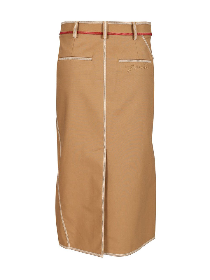 Fendi Stretch Cotton Skirt Knitwear - Beige | 814a303f315f262c18e1562681603c6c04079995