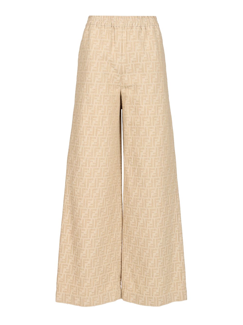 Fendi Ff Chambray Trousers - Beige | d925f95221d23dbff85a83b947c1120db3154a5a