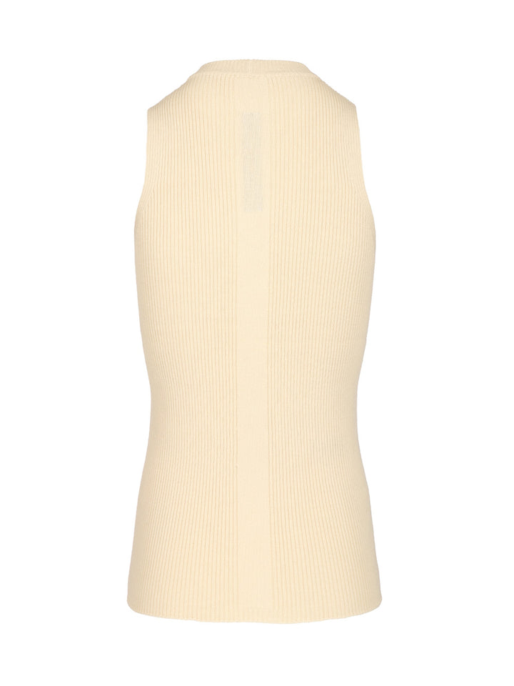 Rick Owens Ribbed Knit Tank Top Knitwear - White | 4e42d1a0ba599e21850eac9c88f0f3099d82df06