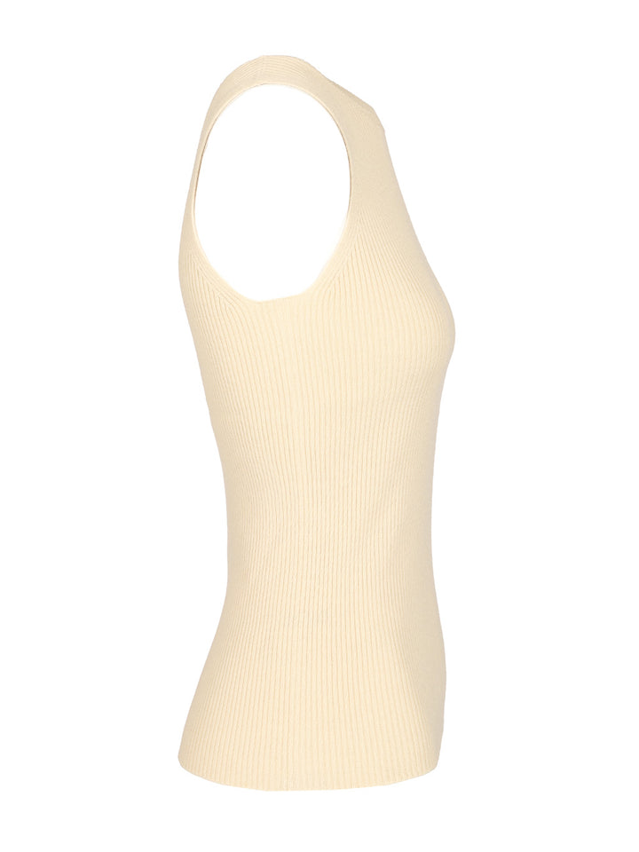 Rick Owens Ribbed Knit Tank Top Knitwear - White | bcd03d45e6daf0e8e219cc6ca3bc509529a2582a