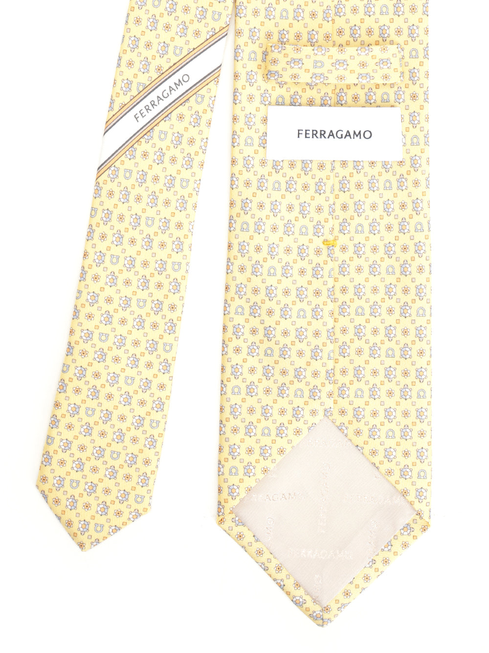 Ferragamo Turtle Print Silk Tie Ties And Bow Ties - Yellow | 9f718ade644a76e255028c915978d50187903a1a