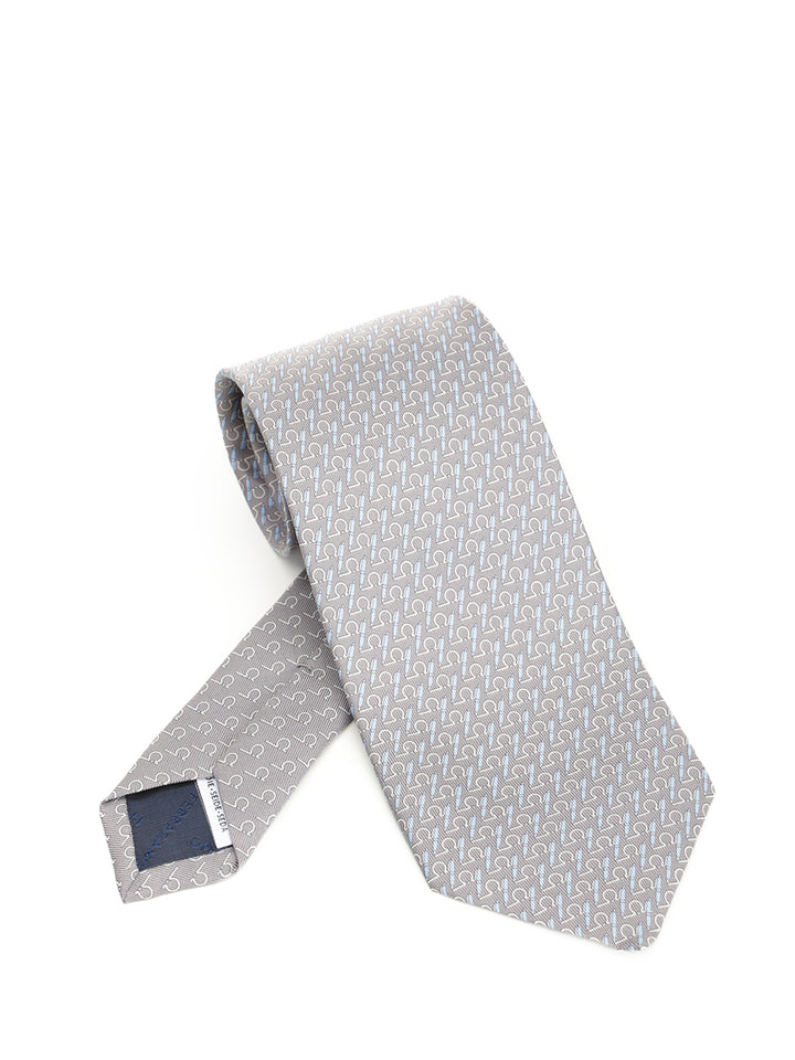 Ferragamo Writer Print Silk Tie Ties And Bow Ties - Grey | 2aa90b25227b1ab096958c4c578009291914b198