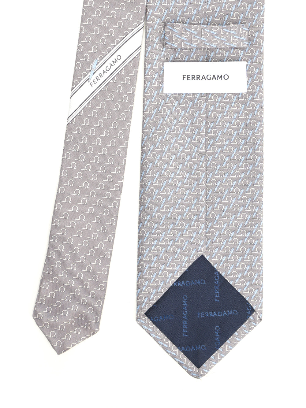 Ferragamo Writer Print Silk Tie Ties And Bow Ties - Grey | ee5d4b58370135b95f7c40f04f0863fe673ff579