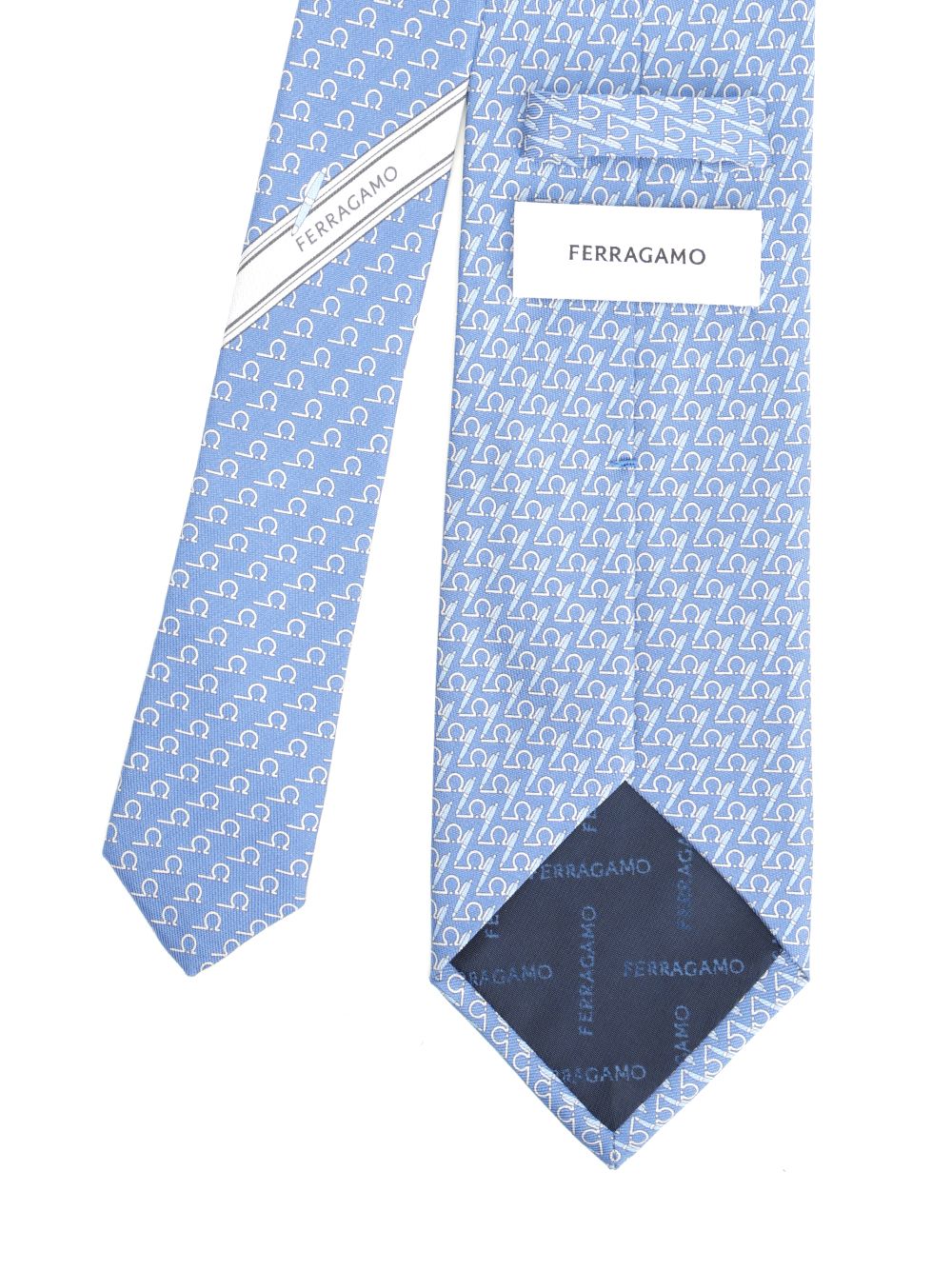 Ferragamo Writer Print Silk Tie Ties And Bow Ties - Light blue | eb9506cfc1596682653f392ddadf8d480038578d