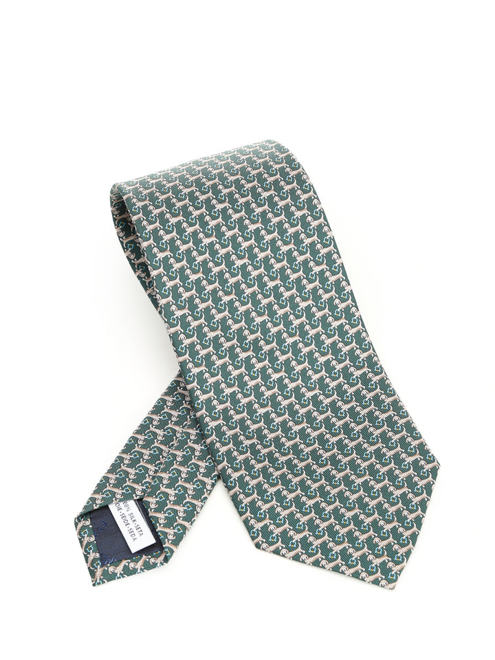 Ferragamo Dachshund Print Silk Tie Ties And Bow Ties - Green | c1a3d488bcc040ecfa7c918b7fd9ab6b38724cf7