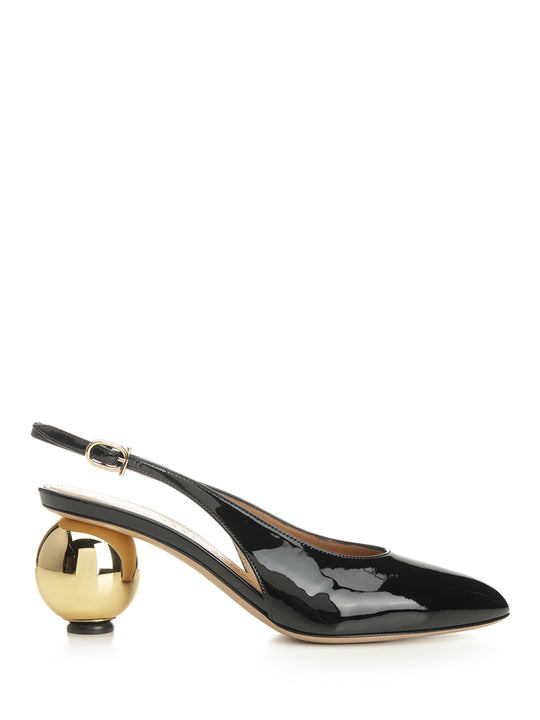 Patent Leather Slingback Scarpe Basse Black