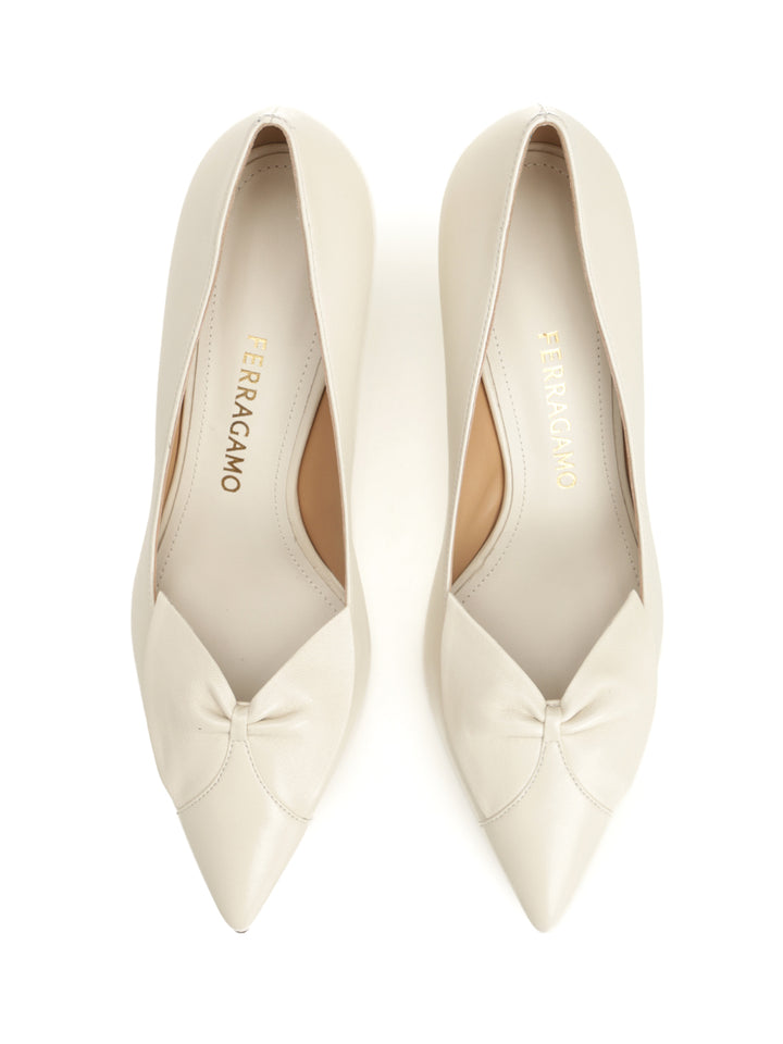 Ferragamo Bow Pump Pumps - White | 3e0769d66294b6dccfa407bf8d846b3555c25f7c