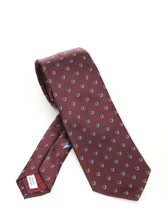 Gancini Bicolor Jacquard Tie Ties And Bow Ties Bordeaux