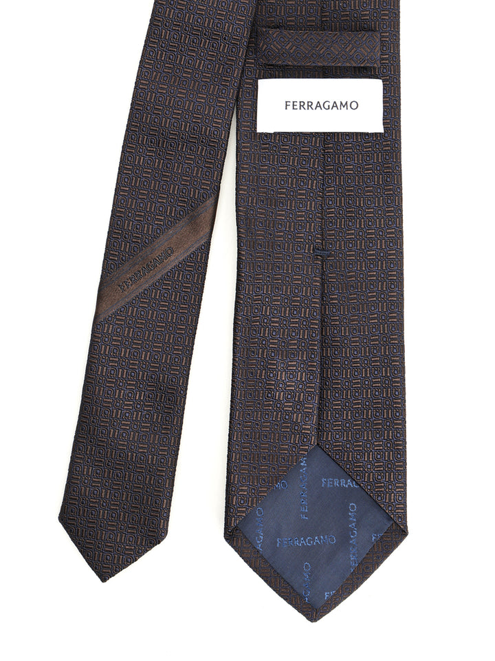 Ferragamo Gancini Graphic Jacquard Tie Ties And Bow Ties - Brown | 84f56ed007804b92116a103e1eb9b870d12c1866