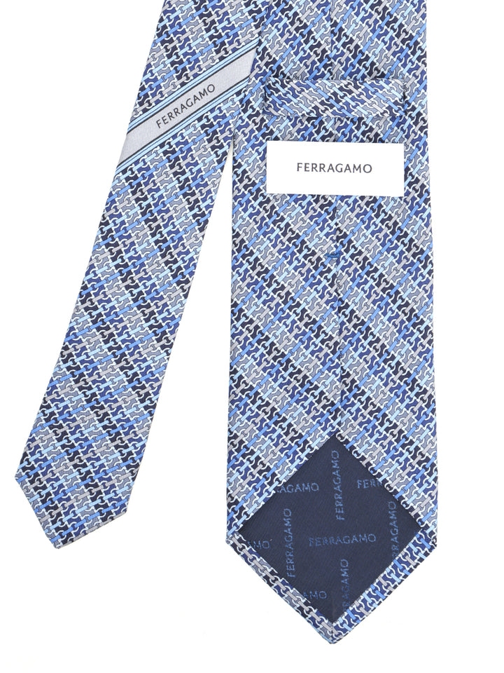 Ferragamo Gancini Chain Print Silk Tie Ties And Bow Ties - Blue | a9e2863f856b69784cd913c24208c650fffaccb4