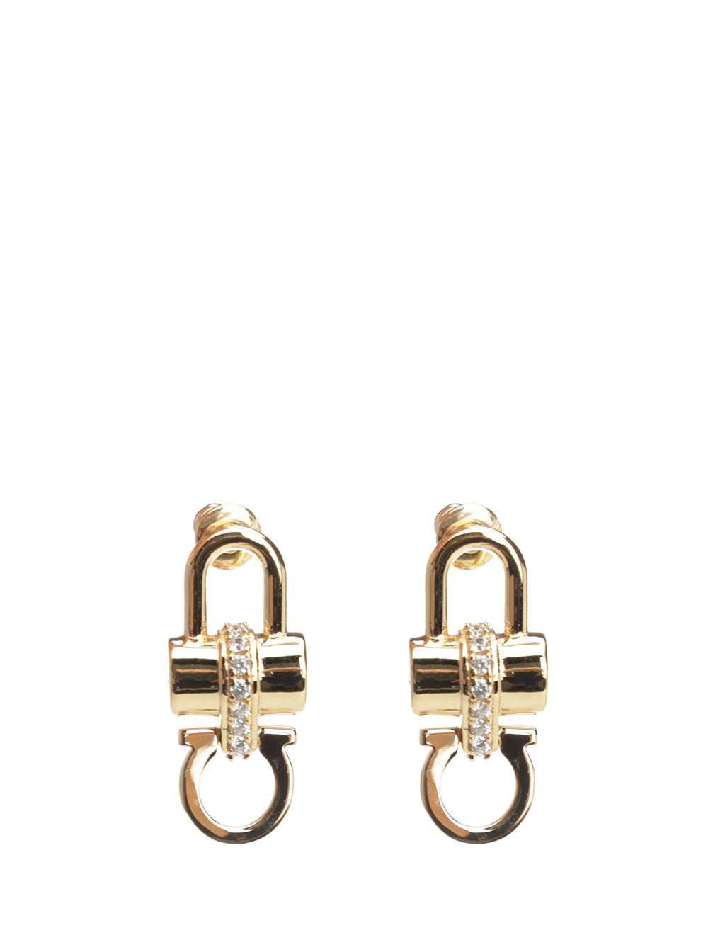 Ferragamo Crystal Embellished Padlock Earrings Jewelry - Gold | 6378a3cb164bf203e1fbfd33ad72cfda29cead3c